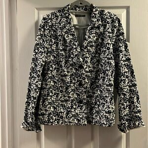 Black and white print jeans jacket.